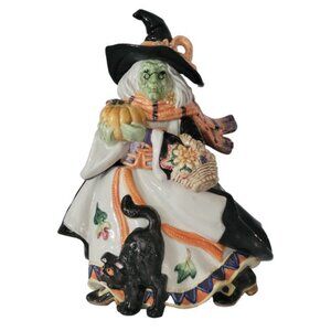 Fitz And Floyd Halloween Harvest Witch Cookie Candy Jar 10"